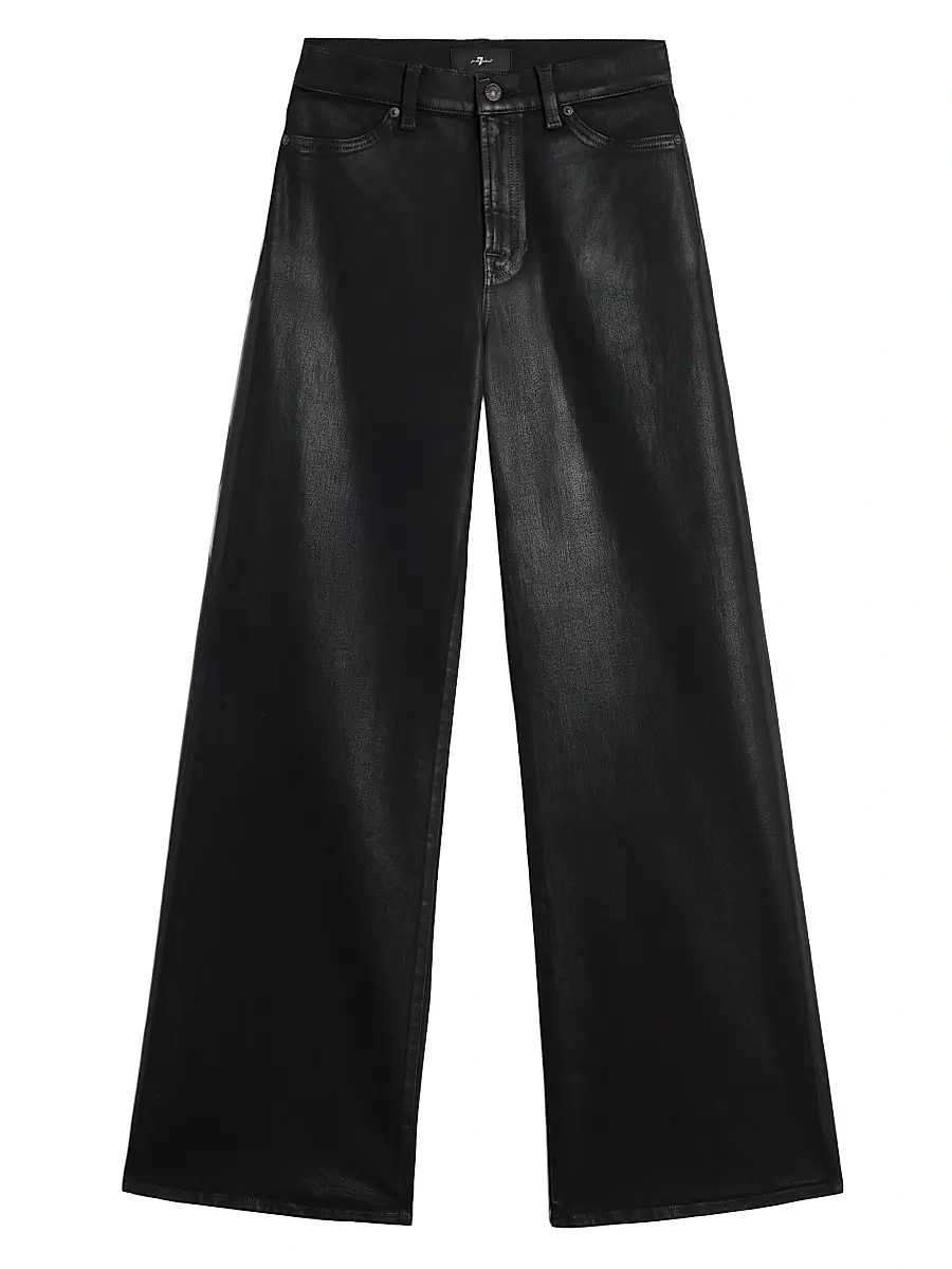 7 For All Mankind Women's Lotta Wide-Leg Jeans - Coated Black - Size 31 | Image 1 7 For All Mankind Women's Lotta Wide-Leg Jeans - Coated Black - Size 31 | Image 1