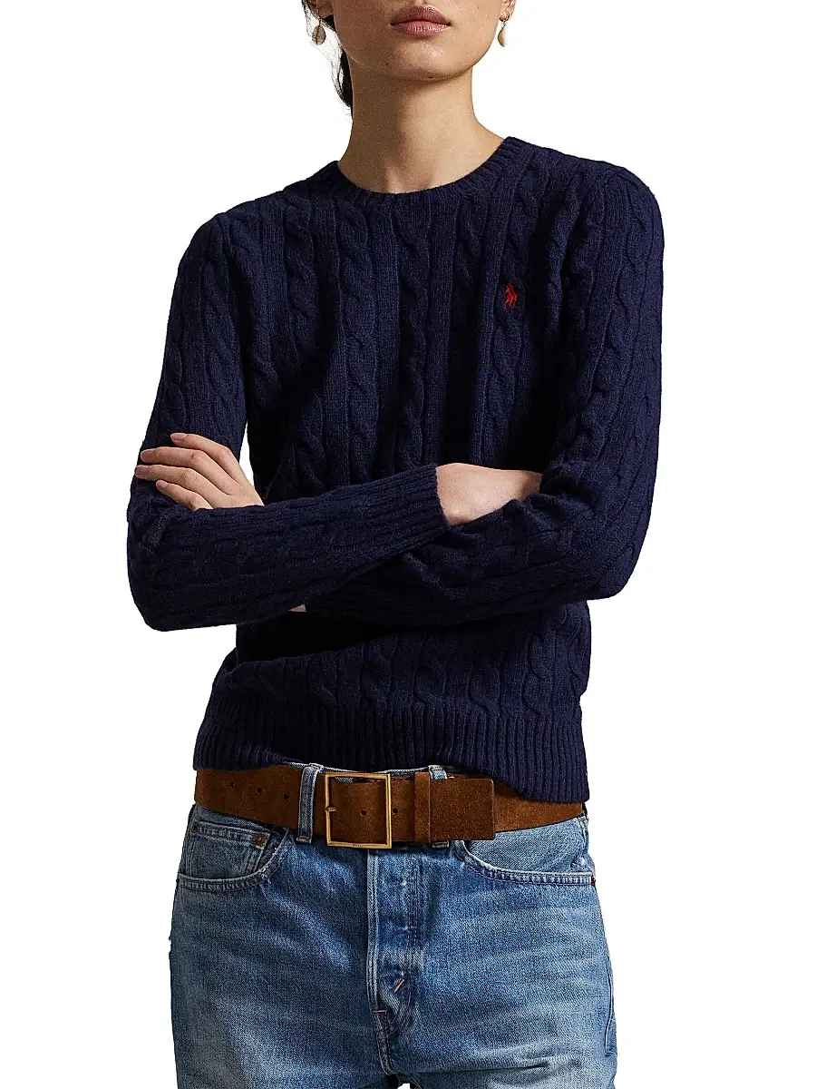 Polo Ralph Lauren Women's Cable-Knit Wool-Cashmere Crewneck Sweater | Thumbnail 3