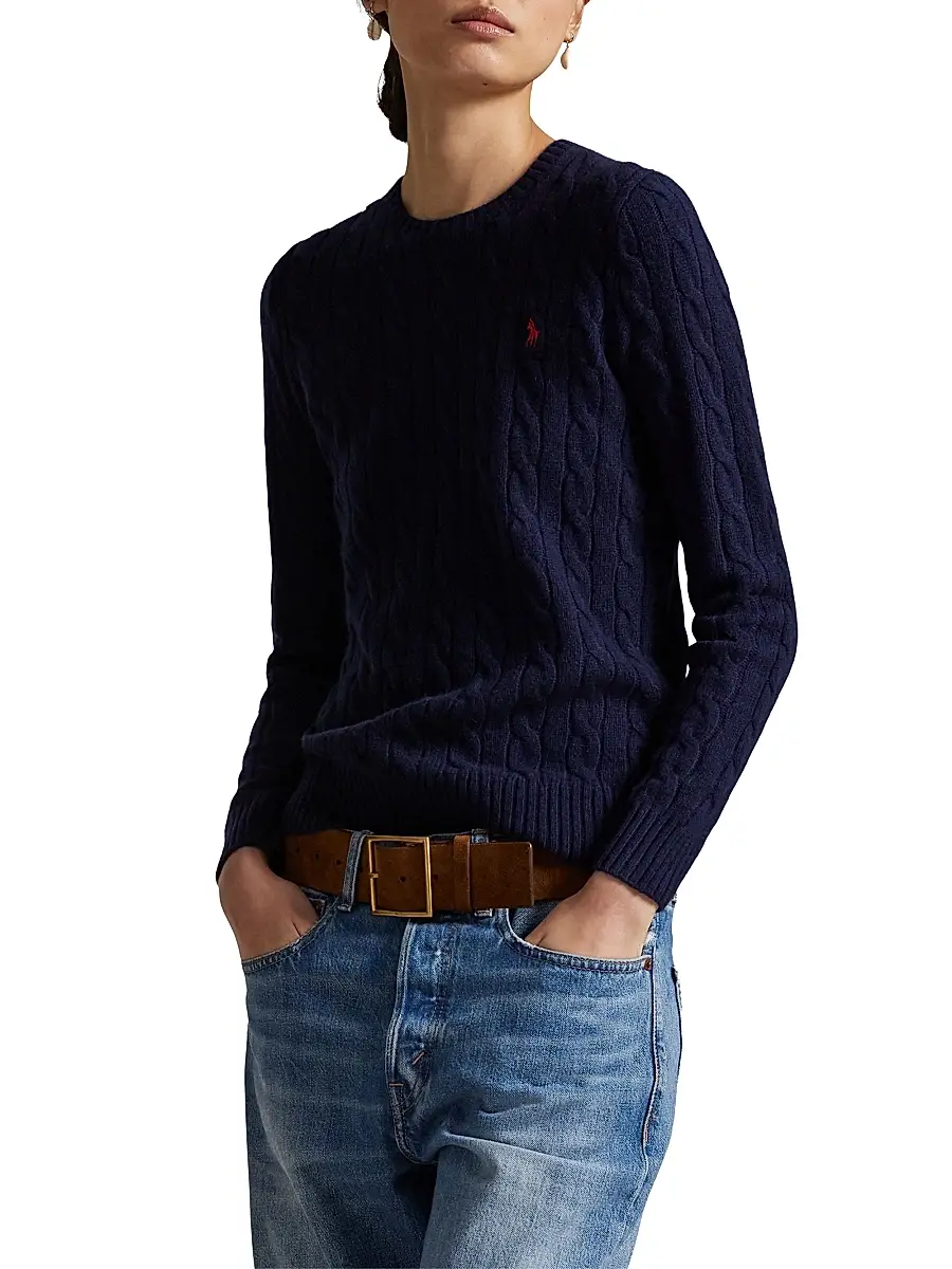 Polo Ralph Lauren Women's Cable-Knit Wool-Cashmere Crewneck Sweater | Thumbnail 4