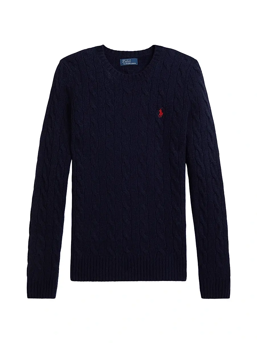 Polo Ralph Lauren Women's Cable-Knit Wool-Cashmere Crewneck Sweater - Hunter Navy | Image 1 Polo Ralph Lauren Women's Cable-Knit Wool-Cashmere Crewneck Sweater - Hunter Navy | Image 1