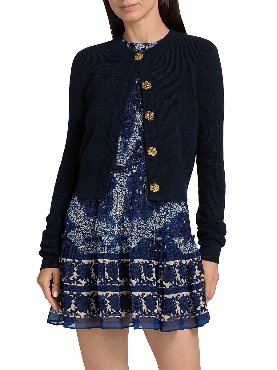 Cara Cara Women's Ellery Floral-Button Wool-Cashmere Cardigan | Thumbnail 3 Cara Cara Women's Ellery Floral-Button Wool-Cashmere Cardigan | Thumbnail 3