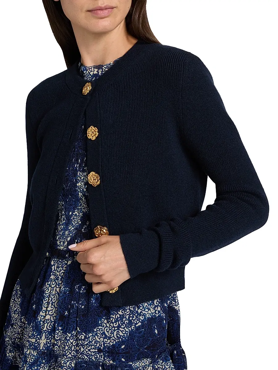 Cara Cara Women's Ellery Floral-Button Wool-Cashmere Cardigan | Thumbnail 6 Cara Cara Women's Ellery Floral-Button Wool-Cashmere Cardigan | Thumbnail 6