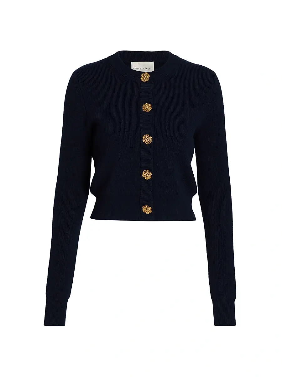 Women's Ellery Floral-Button Wool-Cashmere Cardigan