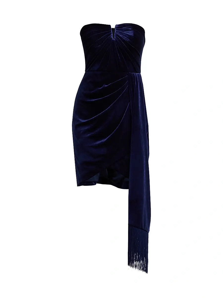THEIA Women's Ursula Velvet Strapless Cocktail Dress