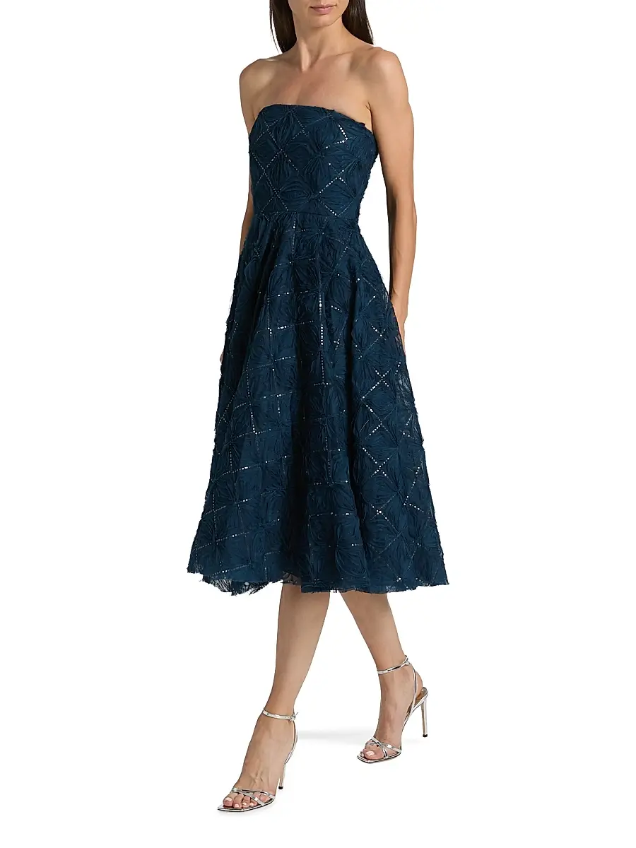 THEIA Women's Anna Strapless Tulle Tea-Length Dress | Thumbnail 2 THEIA Women's Anna Strapless Tulle Tea-Length Dress | Thumbnail 2