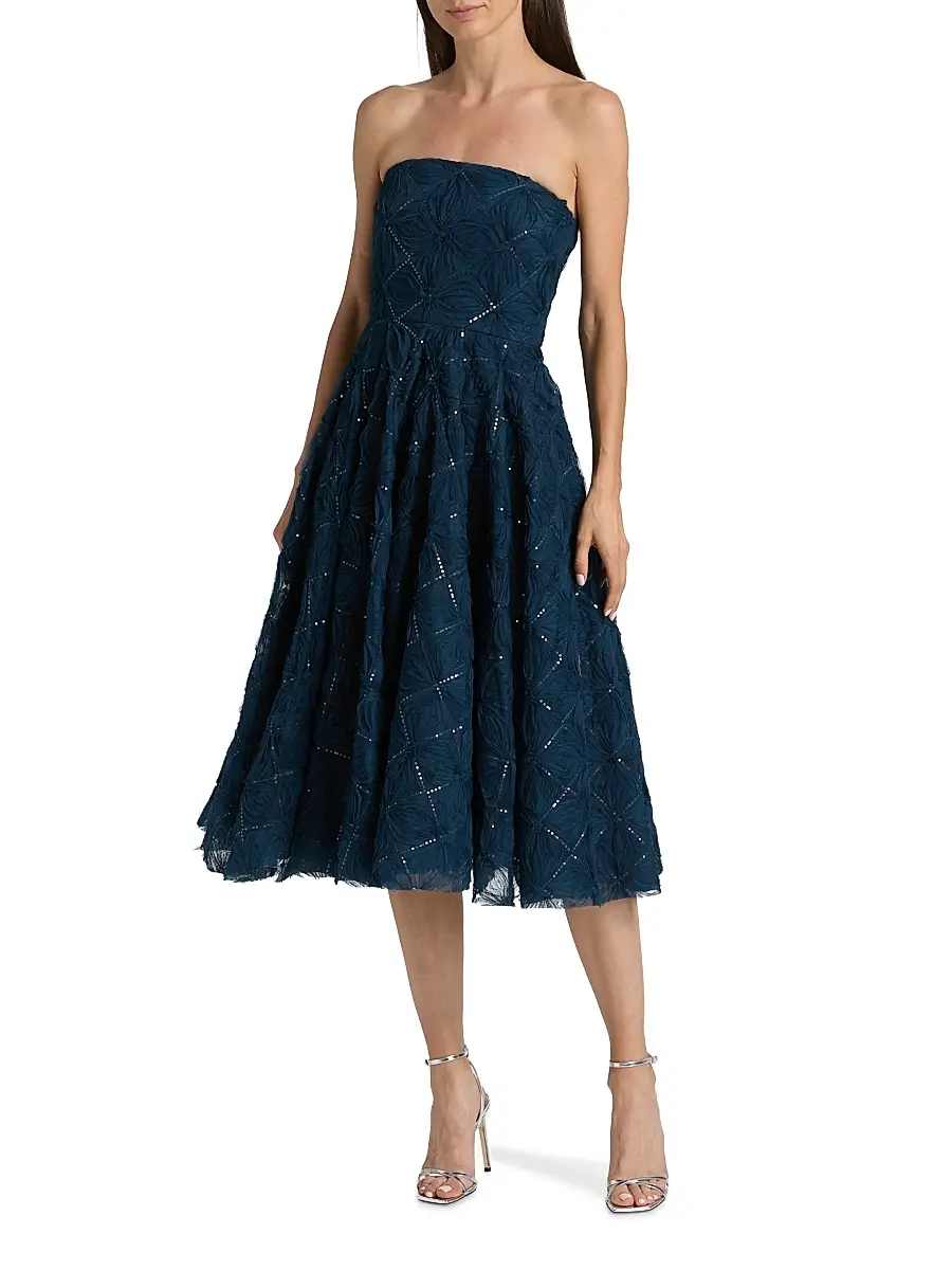 THEIA Women's Anna Strapless Tulle Tea-Length Dress | Thumbnail 3 THEIA Women's Anna Strapless Tulle Tea-Length Dress | Thumbnail 3