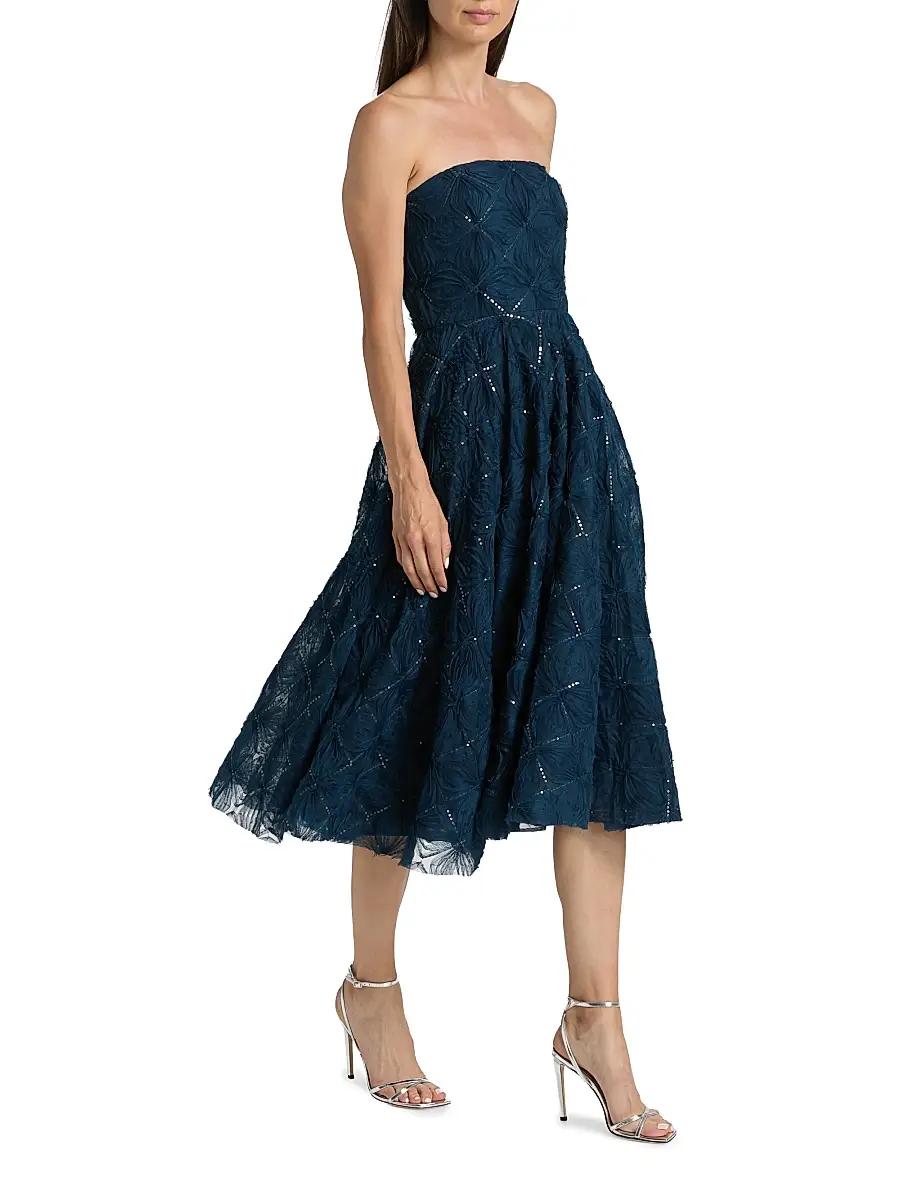 THEIA Women's Anna Strapless Tulle Tea-Length Dress | Thumbnail 4 THEIA Women's Anna Strapless Tulle Tea-Length Dress | Thumbnail 4