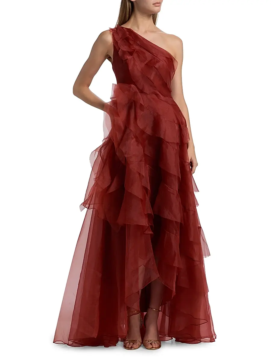 THEIA Women's Daniela Tiered Ruffle High-Low Gown | Thumbnail 3 THEIA Women's Daniela Tiered Ruffle High-Low Gown | Thumbnail 3
