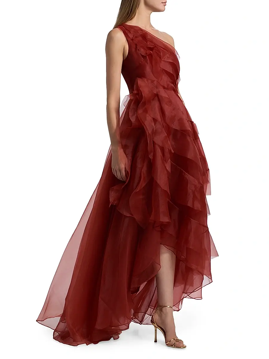 THEIA Women's Daniela Tiered Ruffle High-Low Gown | Thumbnail 4 THEIA Women's Daniela Tiered Ruffle High-Low Gown | Thumbnail 4