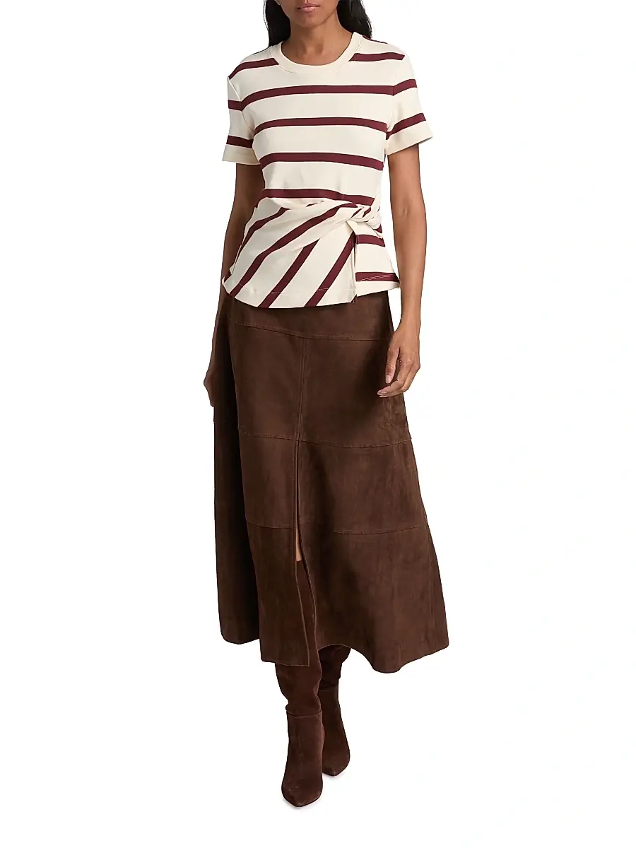 TANYA TAYLOR Women's Hudson Suede Midi-Skirt | Thumbnail 2 TANYA TAYLOR Women's Hudson Suede Midi-Skirt | Thumbnail 2