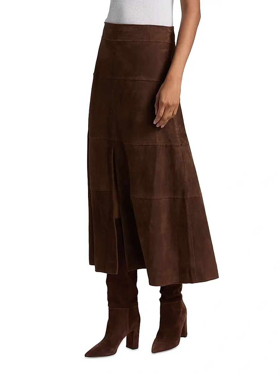 TANYA TAYLOR Women's Hudson Suede Midi-Skirt | Thumbnail 4 TANYA TAYLOR Women's Hudson Suede Midi-Skirt | Thumbnail 4