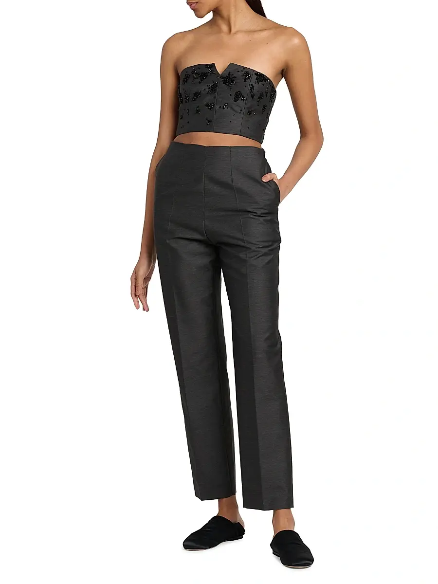 Alberta Ferretti Women's Virgin Wool-Silk Sequined Top | Thumbnail 2