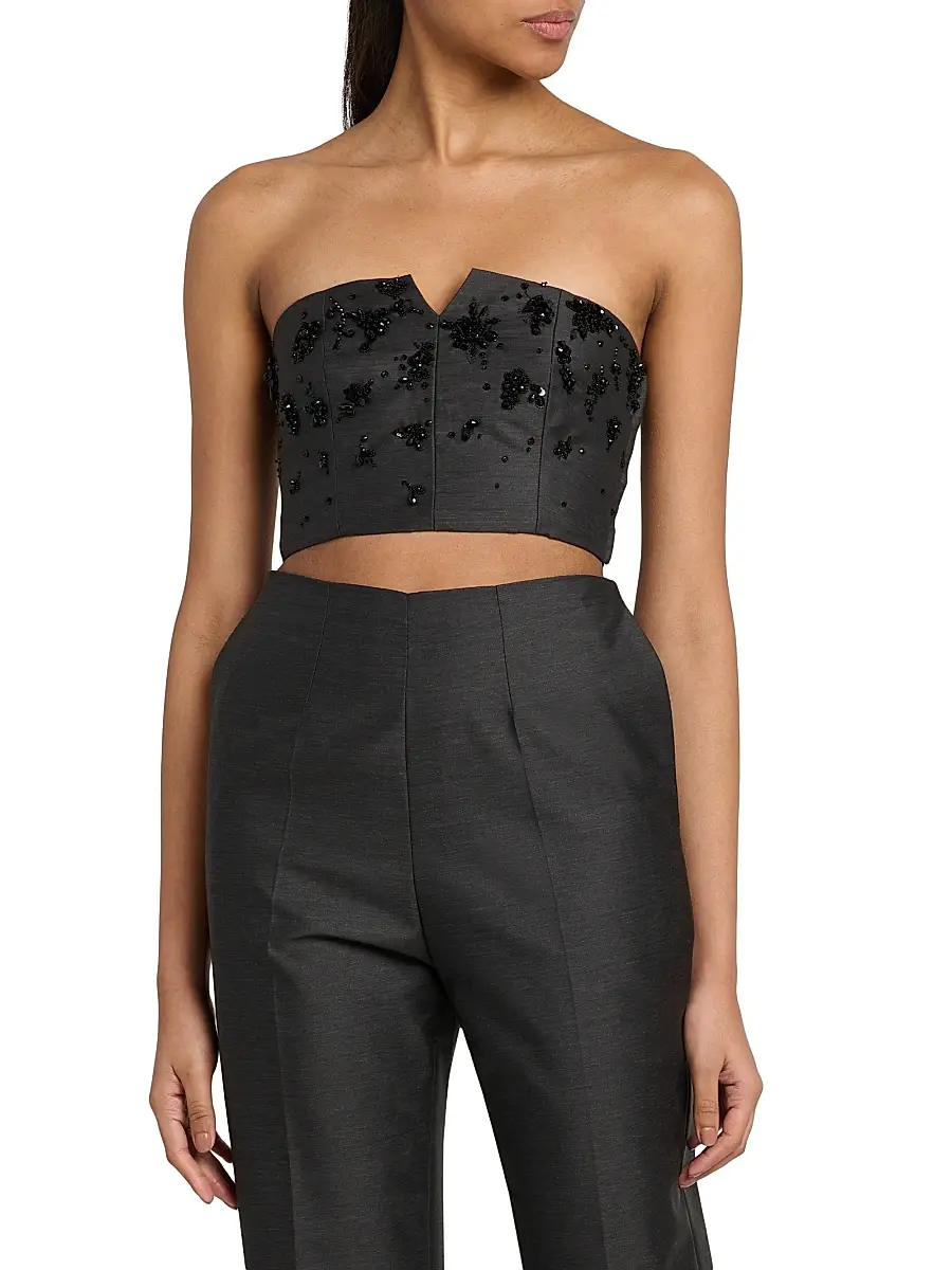 Alberta Ferretti Women's Virgin Wool-Silk Sequined Top | Thumbnail 3