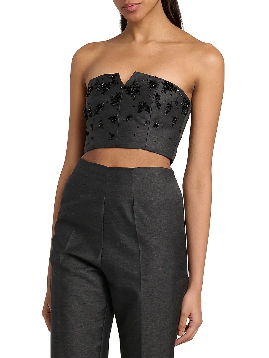 Alberta Ferretti Women's Virgin Wool-Silk Sequined Top | Thumbnail 4