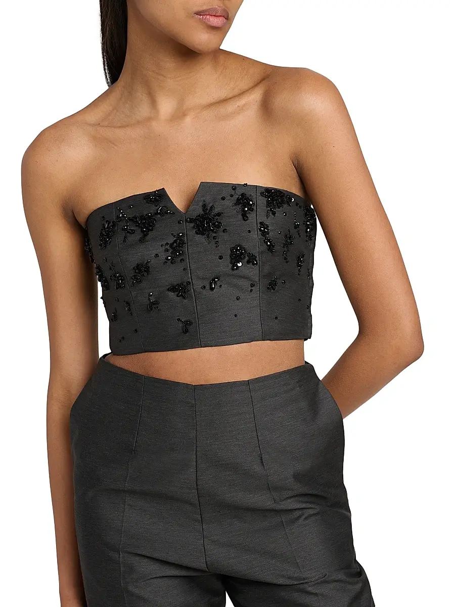 Alberta Ferretti Women's Virgin Wool-Silk Sequined Top | Thumbnail 6