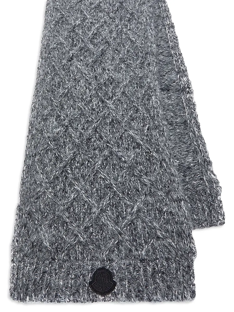 Moncler Women's Scarf in Alpaca Blend - Black | Thumbnail 2 Moncler Women's Scarf in Alpaca Blend - Black | Thumbnail 2