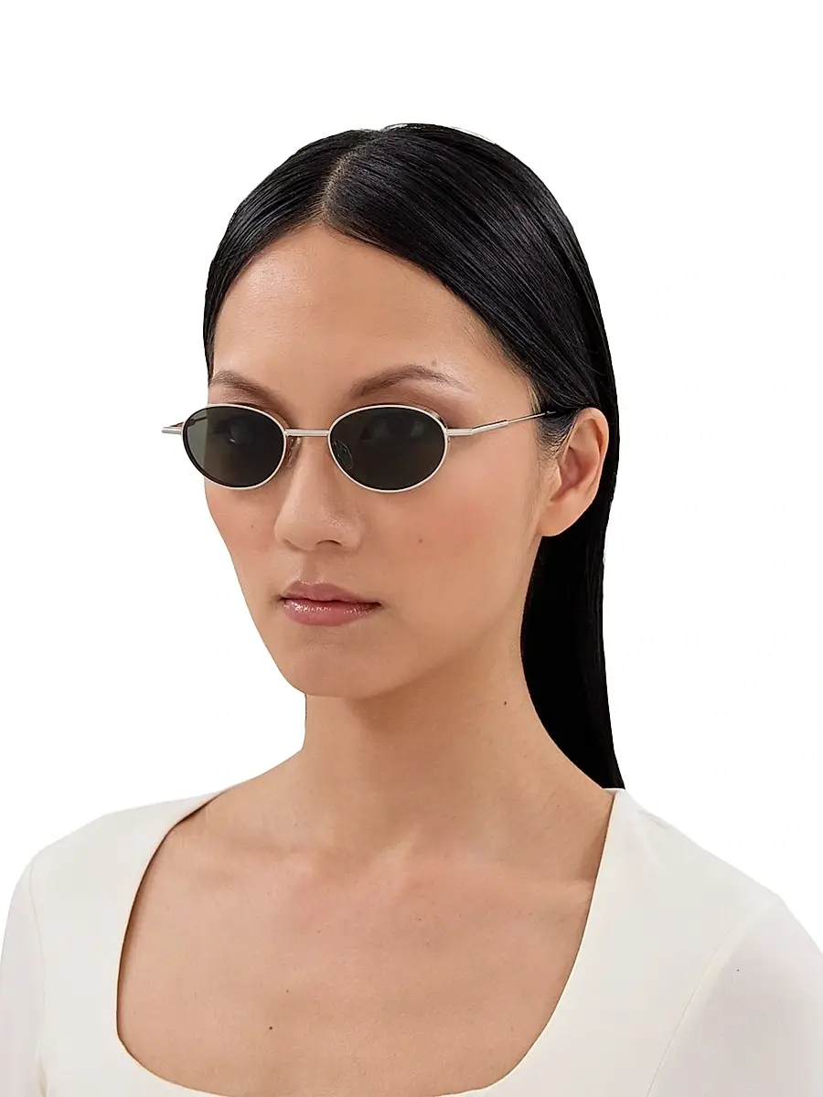 Alexander McQueen Men's Metal T-Bar 50MM Oval Sunglasses | Thumbnail 2 Alexander McQueen Men's Metal T-Bar 50MM Oval Sunglasses | Thumbnail 2