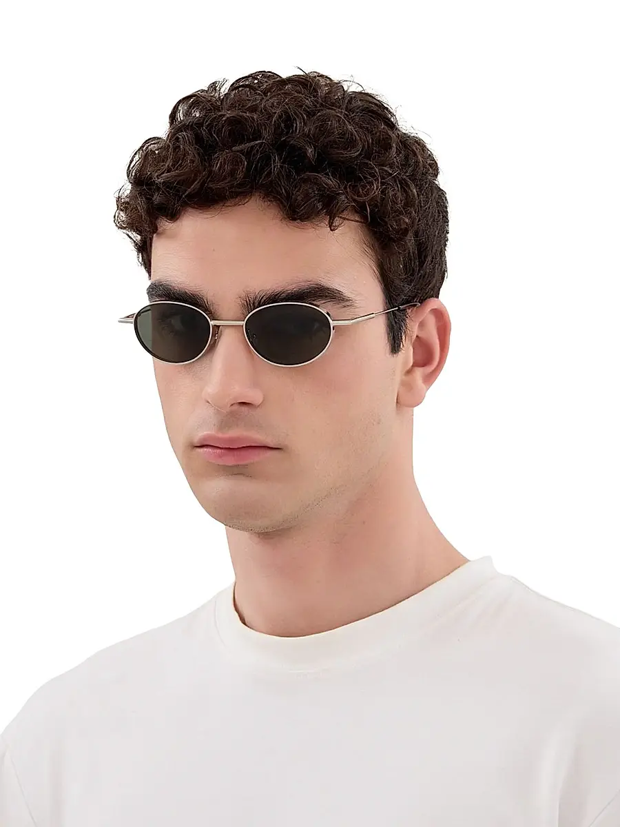 Alexander McQueen Men's Metal T-Bar 50MM Oval Sunglasses | Thumbnail 3 Alexander McQueen Men's Metal T-Bar 50MM Oval Sunglasses | Thumbnail 3