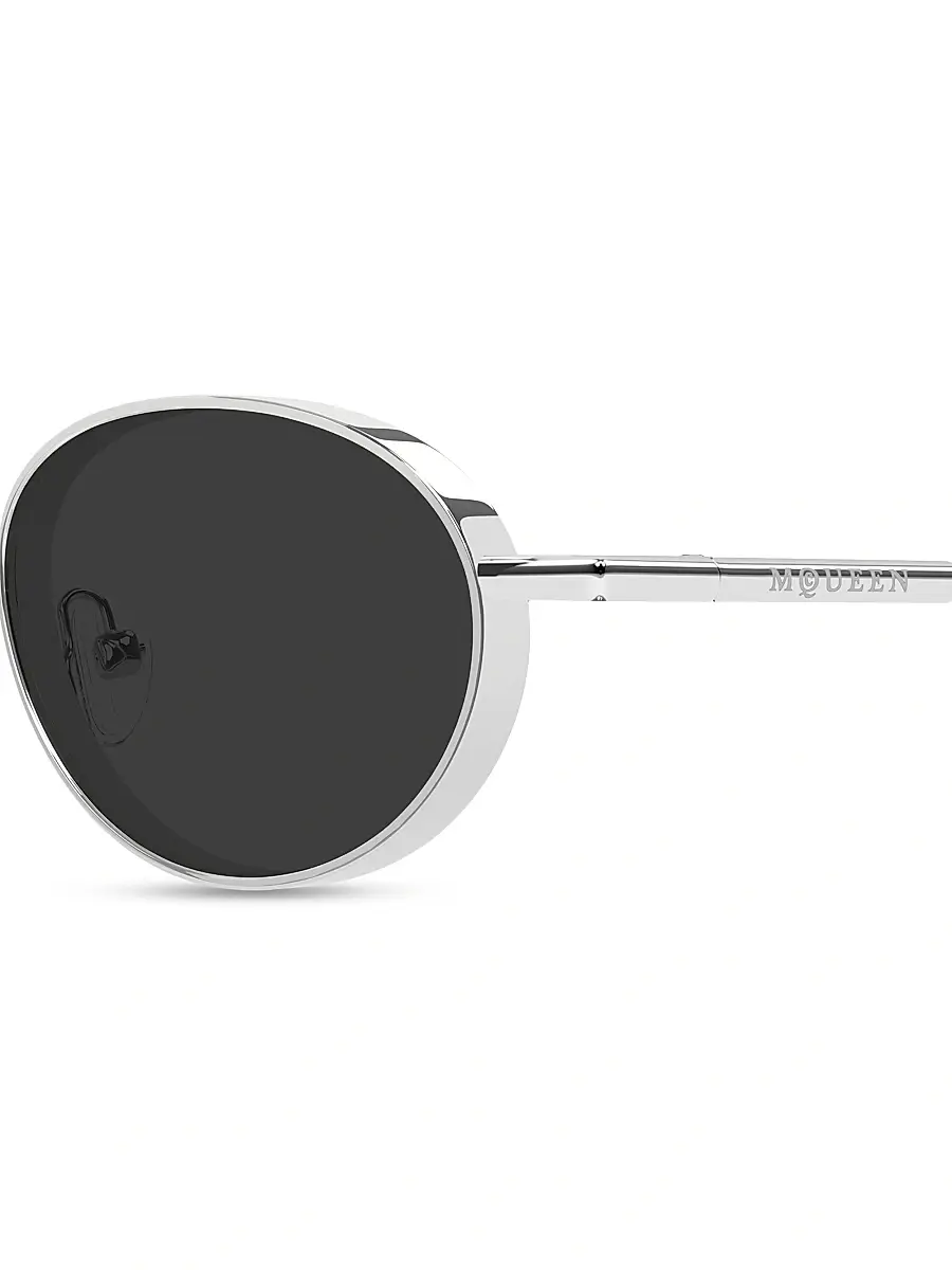 Alexander McQueen Men's Metal T-Bar 50MM Oval Sunglasses | Thumbnail 5 Alexander McQueen Men's Metal T-Bar 50MM Oval Sunglasses | Thumbnail 5