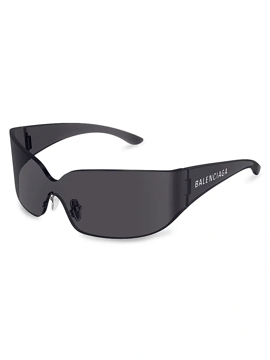 Balenciaga Men's Mono Mask 99MM Rectangular Sunglasses - Grey | Image 1 Balenciaga Men's Mono Mask 99MM Rectangular Sunglasses - Grey | Image 1