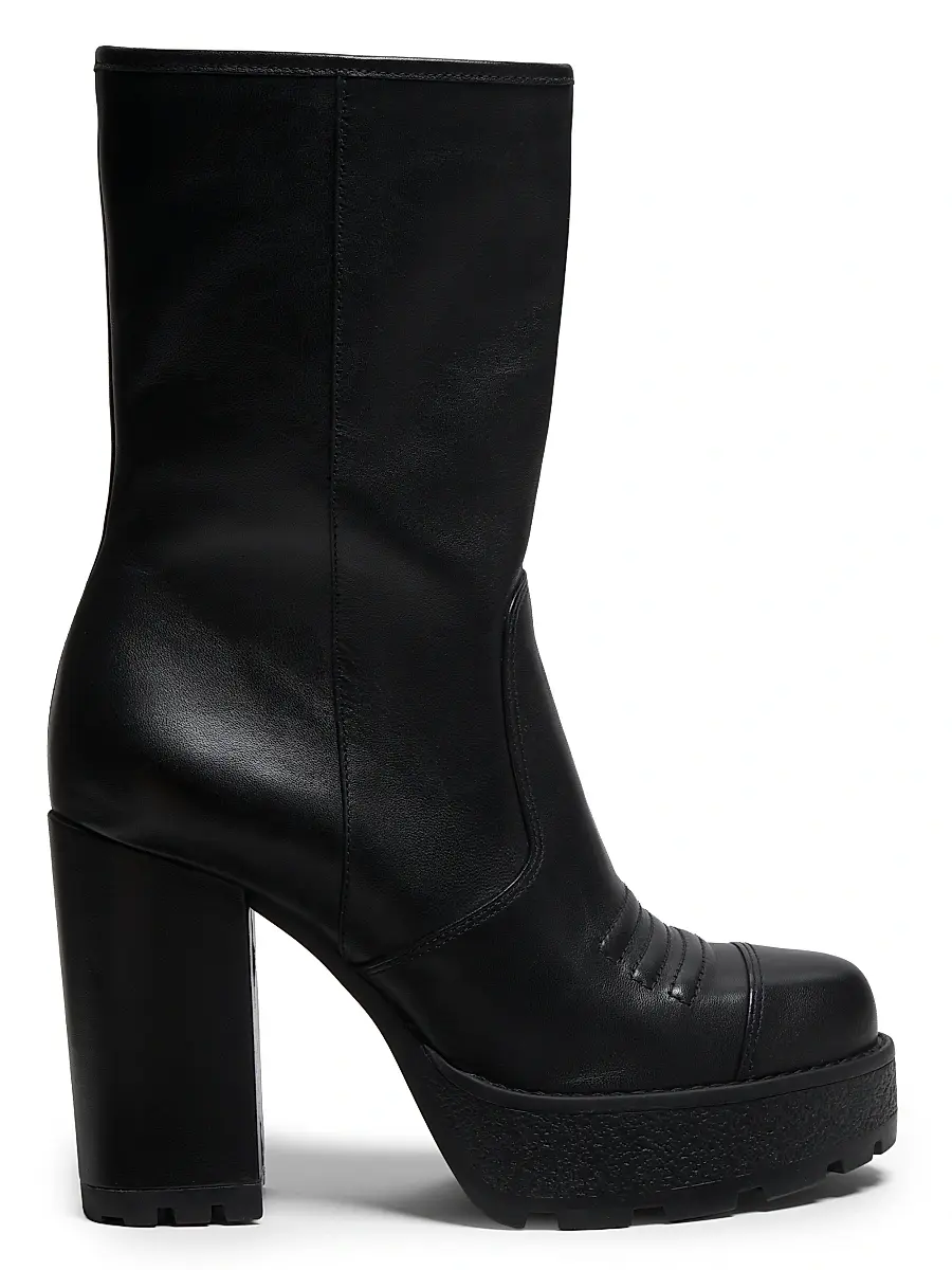 Cinq à Sept Women's Marley 1MM Leather Platform Boots - Black | Image 1 Cinq à Sept Women's Marley 1MM Leather Platform Boots - Black | Image 1