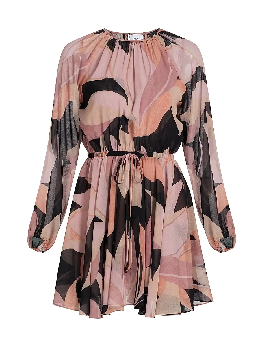 MISA Los Angeles Women's Anthea Abstract-Print Drawstring Minidress - Moody Abstract Floral | Image 1 MISA Los Angeles Women's Anthea Abstract-Print Drawstring Minidress - Moody Abstract Floral | Image 1