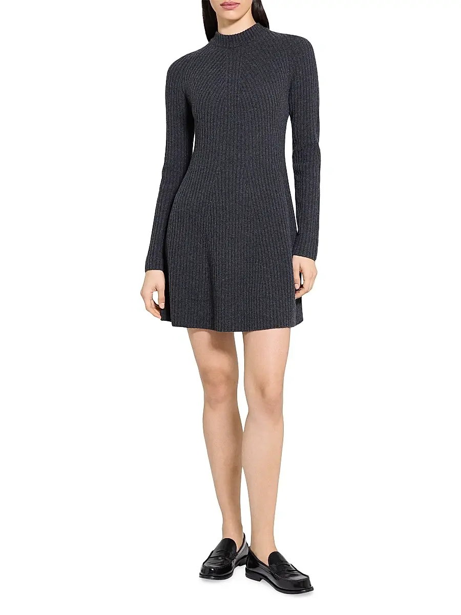 Theory Women's Traveling Rib-Knit Wool-Cashmere Minidress | Thumbnail 2 Theory Women's Traveling Rib-Knit Wool-Cashmere Minidress | Thumbnail 2