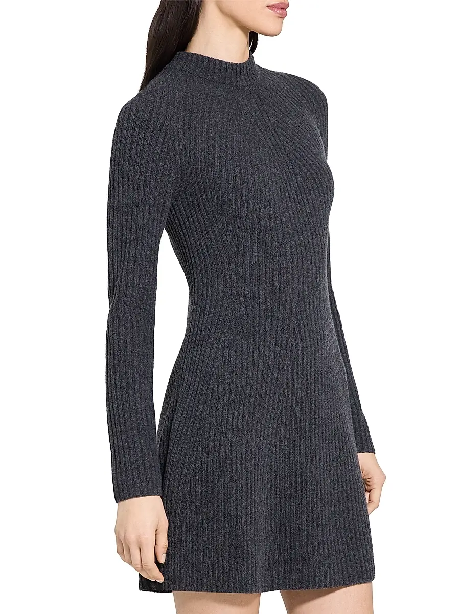Theory Women's Traveling Rib-Knit Wool-Cashmere Minidress | Thumbnail 4 Theory Women's Traveling Rib-Knit Wool-Cashmere Minidress | Thumbnail 4