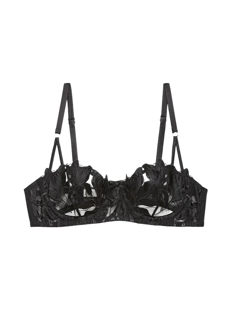 Fleur du Mal Women's Lily Embroidered Mesh Balconette Bra