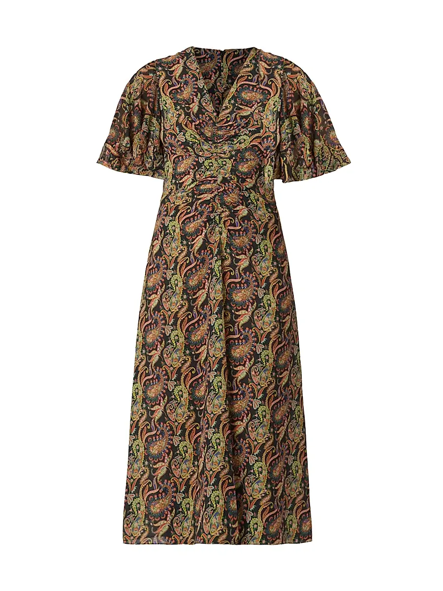 Shoshanna Women's Drew Paisley Cocktail Dress - Jet Teal Rust Multi | Image 1 Shoshanna Women's Drew Paisley Cocktail Dress - Jet Teal Rust Multi | Image 1