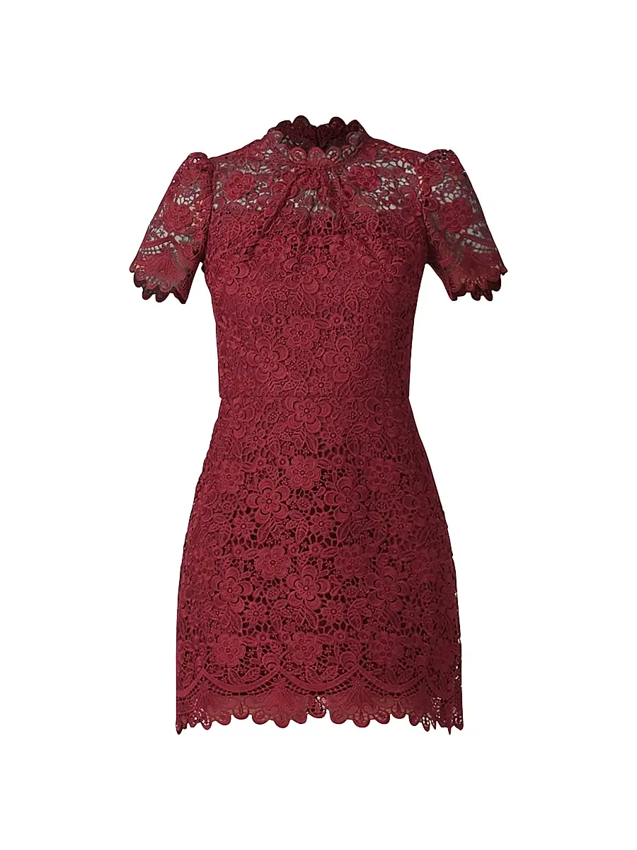 Shoshanna Women's Ella Lace Minidress - Burgundy | Image 1 Shoshanna Women's Ella Lace Minidress - Burgundy | Image 1