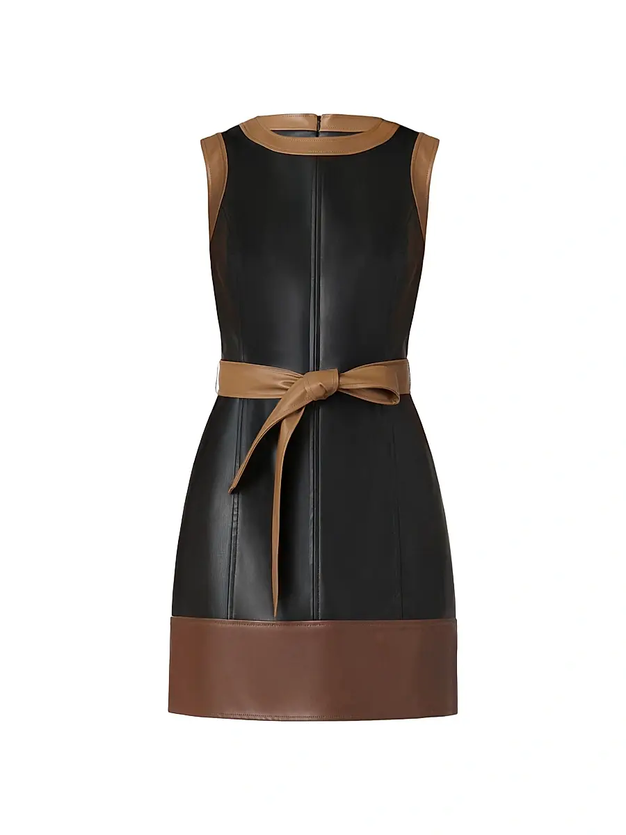 Shoshanna Women's Shanti Faux Leather Minidress - Jet Camel Brown | Image 1 Shoshanna Women's Shanti Faux Leather Minidress - Jet Camel Brown | Image 1