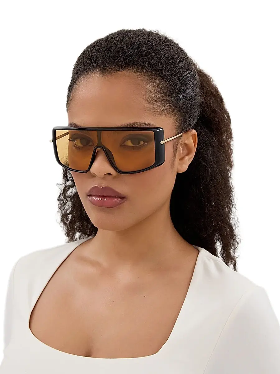Alexander McQueen Women's T-Bar Visor 99MM Rectangular Sunglasses | Thumbnail 2 Alexander McQueen Women's T-Bar Visor 99MM Rectangular Sunglasses | Thumbnail 2
