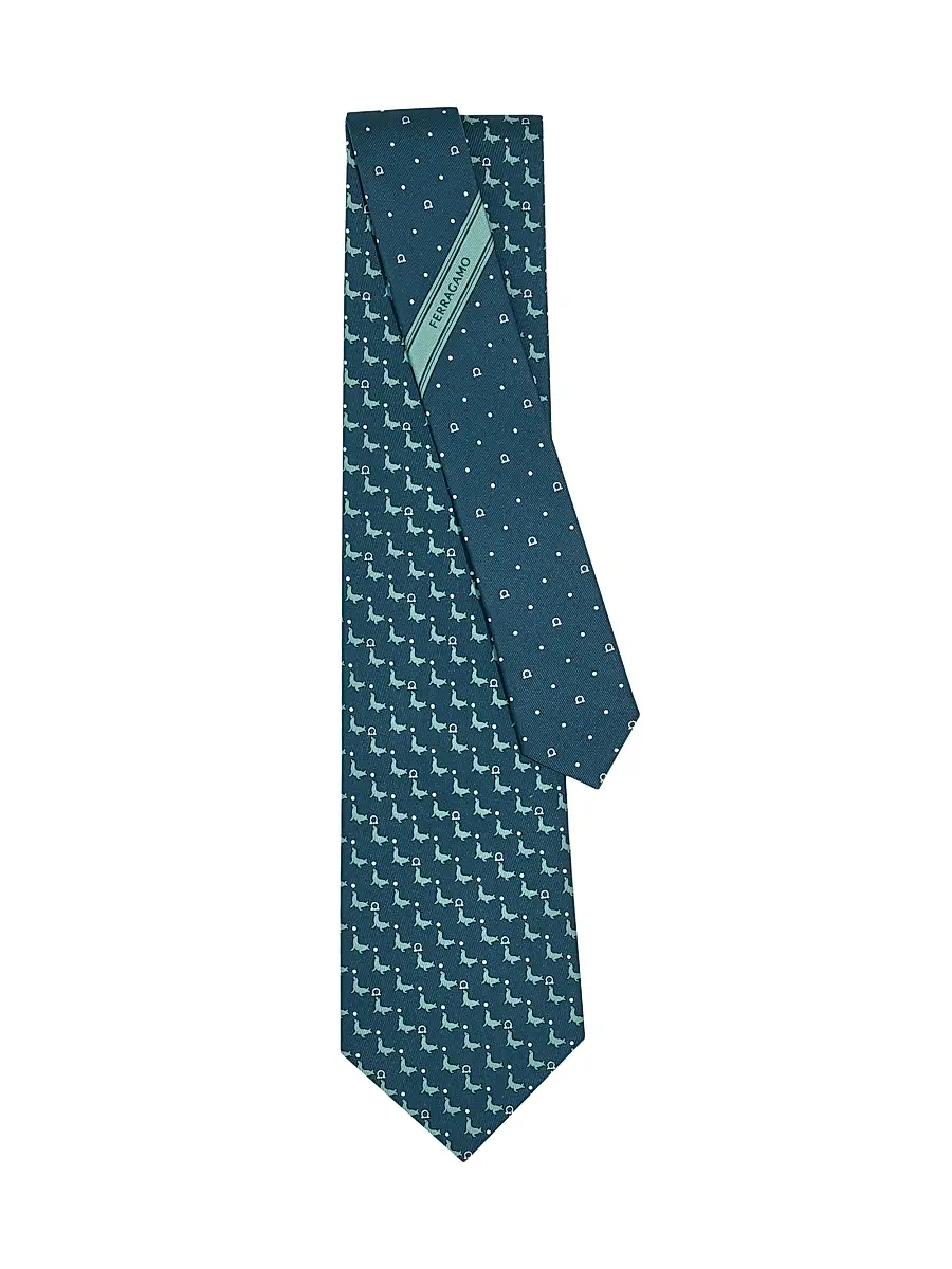 Ferragamo Men's Alicia Silk Seal Tie | Thumbnail 3 Ferragamo Men's Alicia Silk Seal Tie | Thumbnail 3