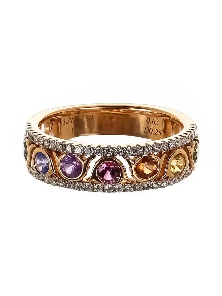 Rainbow Sapphire Diamond Circle Band Ring Rainbow Sapphire Diamond Circle Band Ring