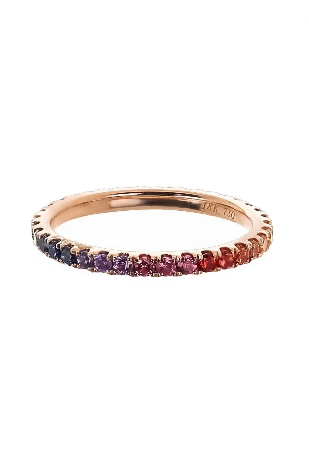 LISA NIK Rainbow Sapphire Skinny Band Ring