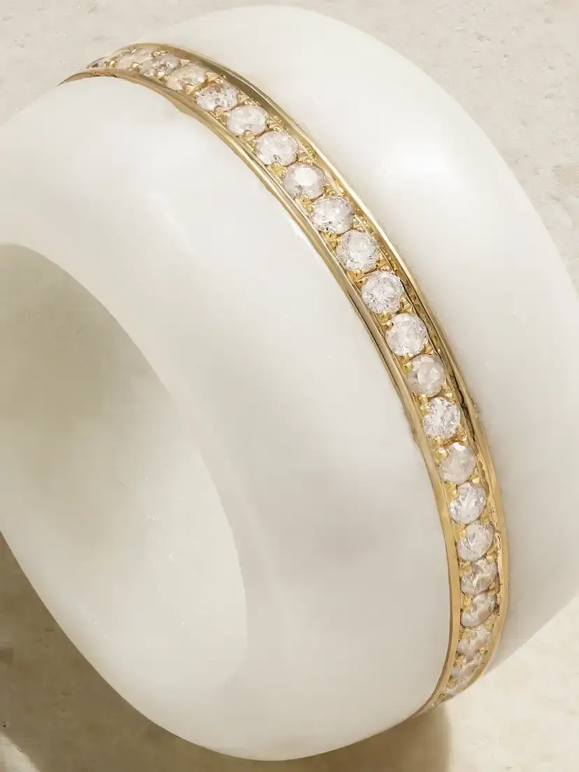 By Pariah 14-karat Recycled Gold, Marble And Diamond Ring - White | Thumbnail 3 By Pariah 14-karat Recycled Gold, Marble And Diamond Ring - White | Thumbnail 3