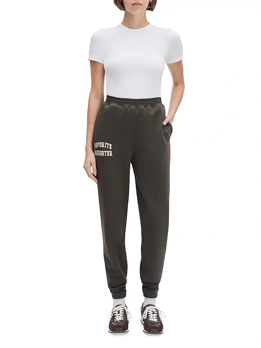 Favorite Daughter Women's The Collegiate Joggers - Coffee Gardenia | Thumbnail 2 Favorite Daughter Women's The Collegiate Joggers - Coffee Gardenia | Thumbnail 2