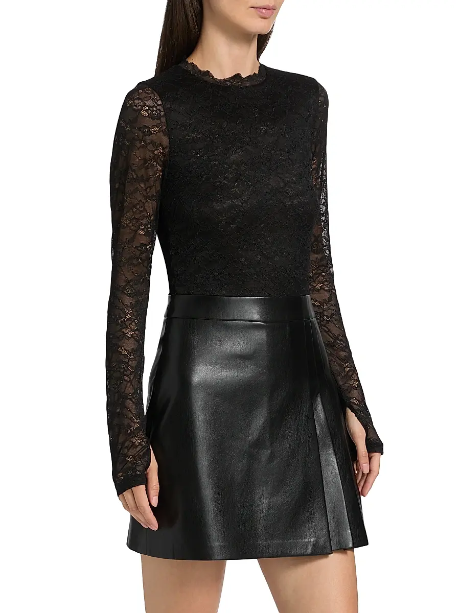 Alice + Olivia Women's Chara Mixed-Media Pleated Minidress | Thumbnail 4