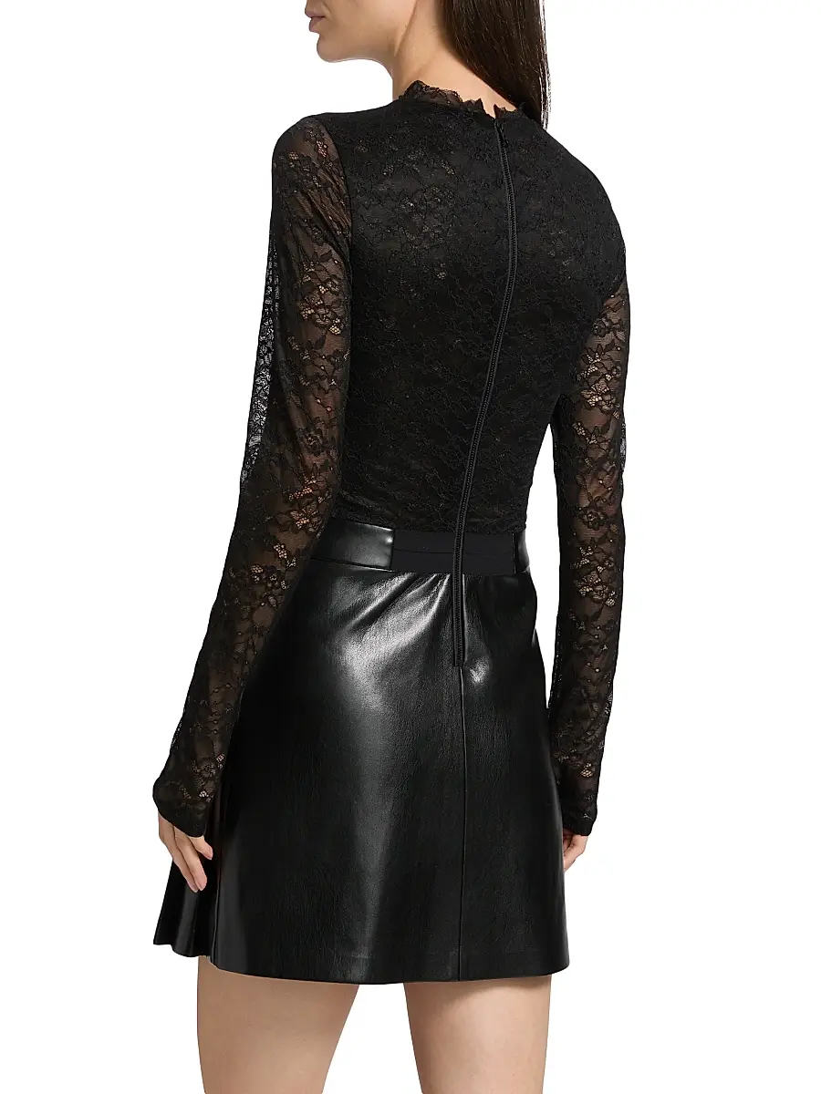 Alice + Olivia Women's Chara Mixed-Media Pleated Minidress | Thumbnail 5