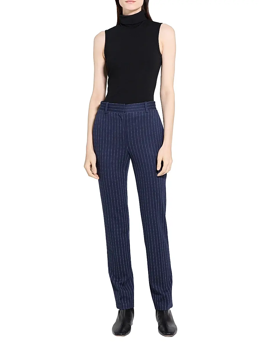 Theory Women's Pinstriped Crepe Slim-Fit Pants | Thumbnail 2 Theory Women's Pinstriped Crepe Slim-Fit Pants | Thumbnail 2