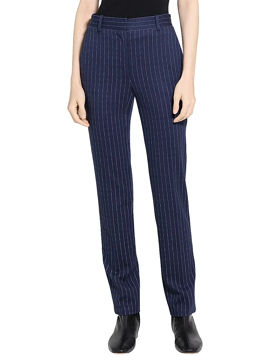 Theory Women's Pinstriped Crepe Slim-Fit Pants | Thumbnail 3 Theory Women's Pinstriped Crepe Slim-Fit Pants | Thumbnail 3