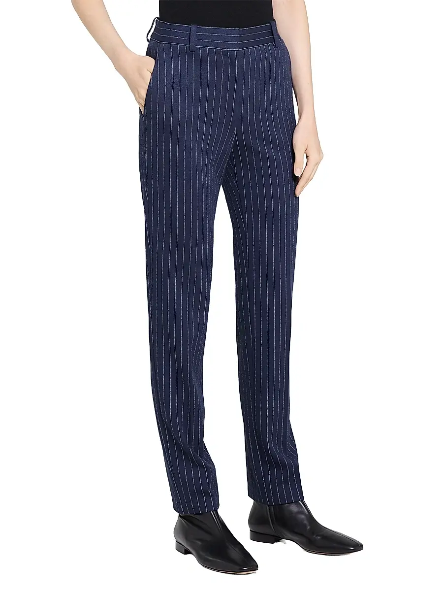 Theory Women's Pinstriped Crepe Slim-Fit Pants | Thumbnail 4 Theory Women's Pinstriped Crepe Slim-Fit Pants | Thumbnail 4