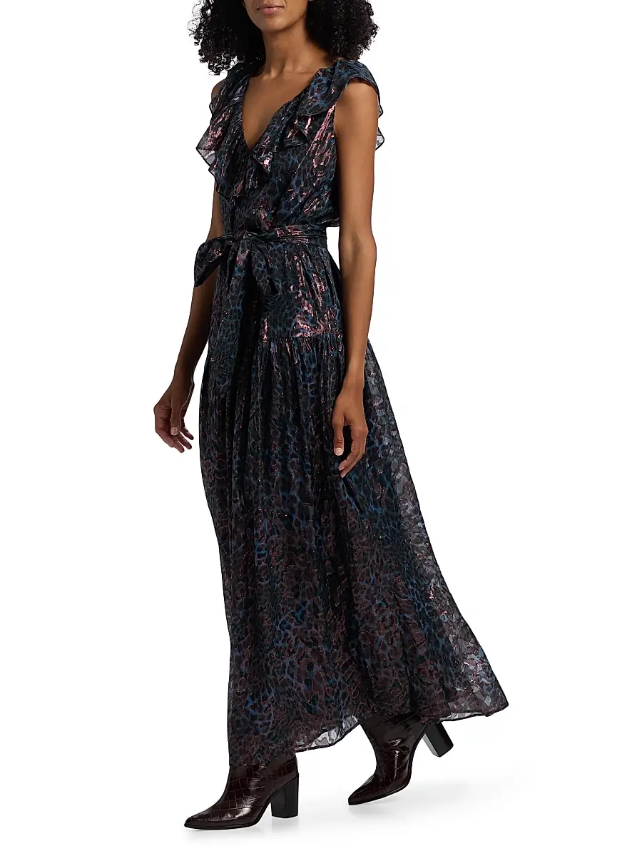 Marie Oliver Women's Francine Metallic Silk Maxi Dress | Thumbnail 2 Marie Oliver Women's Francine Metallic Silk Maxi Dress | Thumbnail 2