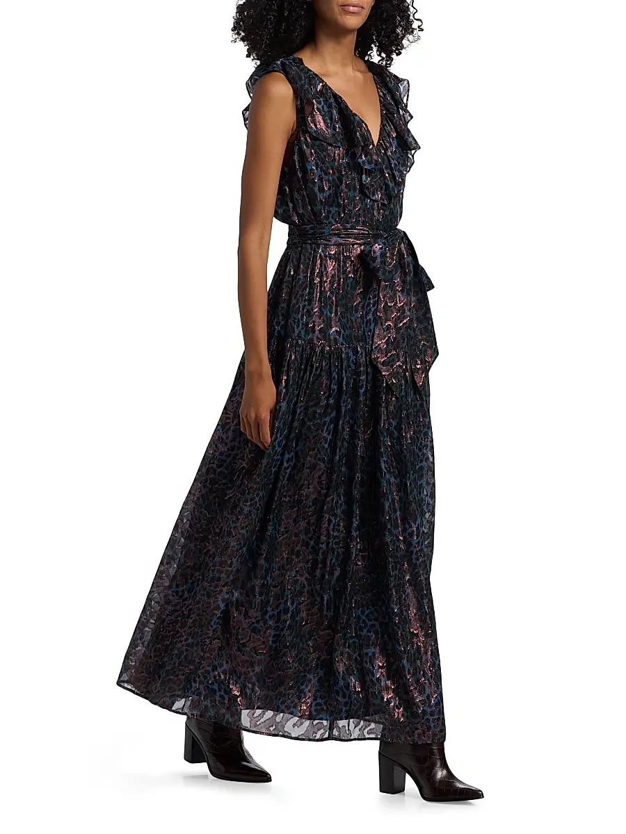 Marie Oliver Women's Francine Metallic Silk Maxi Dress | Thumbnail 4 Marie Oliver Women's Francine Metallic Silk Maxi Dress | Thumbnail 4