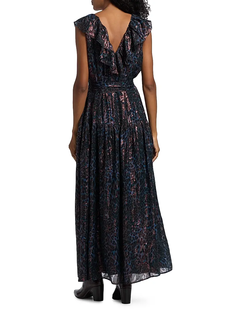 Marie Oliver Women's Francine Metallic Silk Maxi Dress | Thumbnail 5 Marie Oliver Women's Francine Metallic Silk Maxi Dress | Thumbnail 5