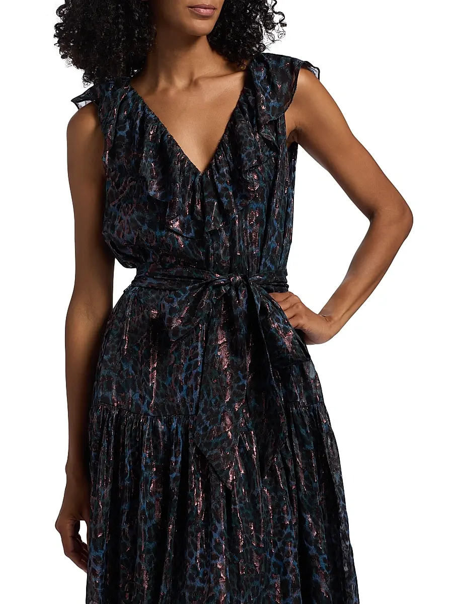 Marie Oliver Women's Francine Metallic Silk Maxi Dress | Thumbnail 6 Marie Oliver Women's Francine Metallic Silk Maxi Dress | Thumbnail 6
