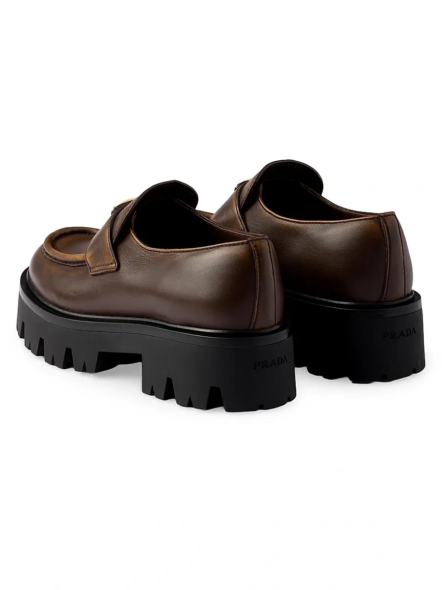 Prada Women's Leather Loafers - Brown | Thumbnail 3
