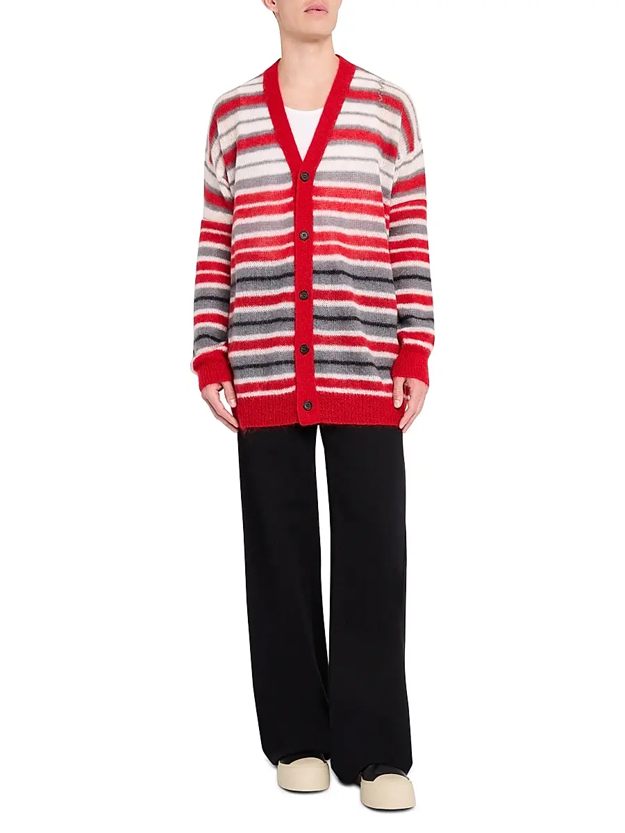 Marni Men's Striped Mohair-Nylon-Wool Cardigan | Thumbnail 2 Marni Men's Striped Mohair-Nylon-Wool Cardigan | Thumbnail 2