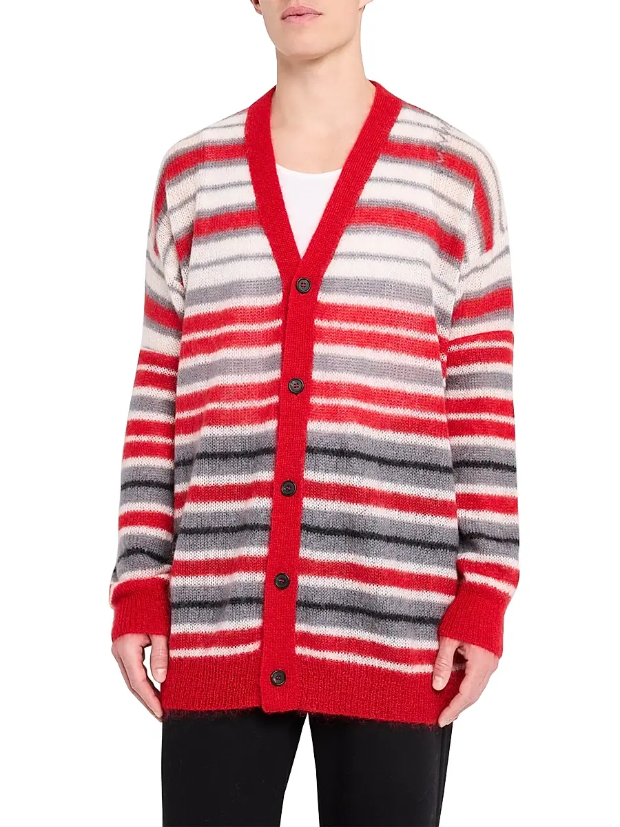 Marni Men's Striped Mohair-Nylon-Wool Cardigan | Thumbnail 3 Marni Men's Striped Mohair-Nylon-Wool Cardigan | Thumbnail 3